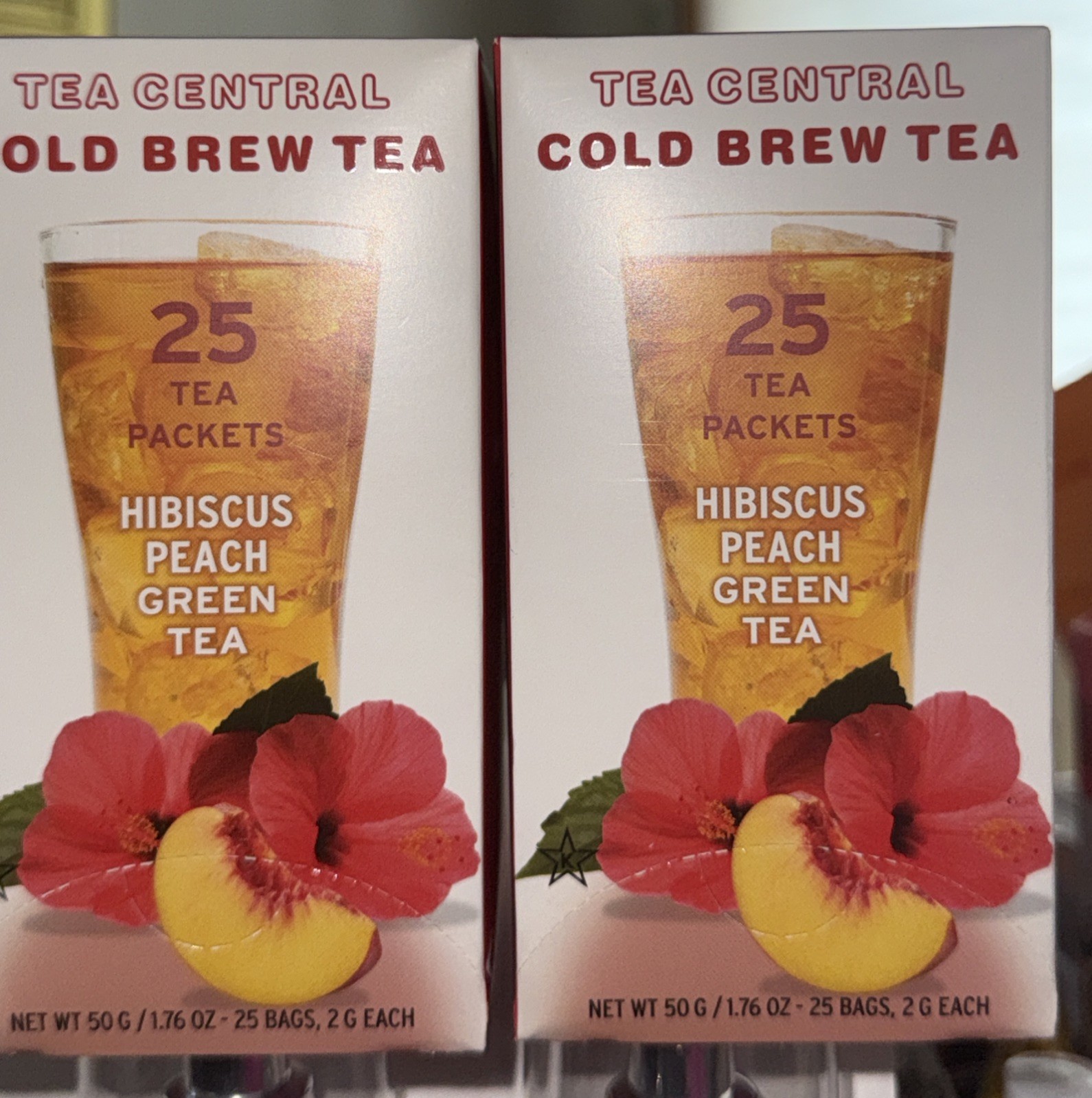 Central Cold Brew  Hibiscus Peach Green Tea 2 Boxes= 50 Bags