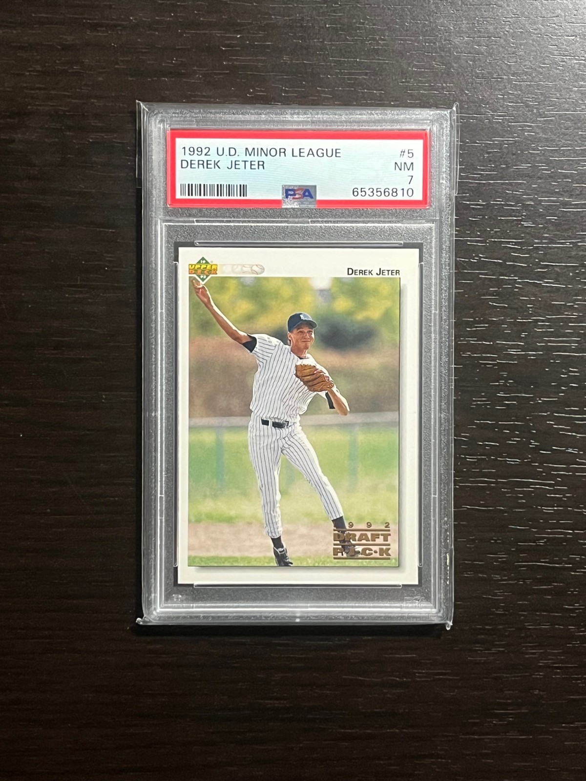 DEREK JETER 1992 Upper Deck Minor League Rookie RC Card #5 Graded PSA 7 Yankees