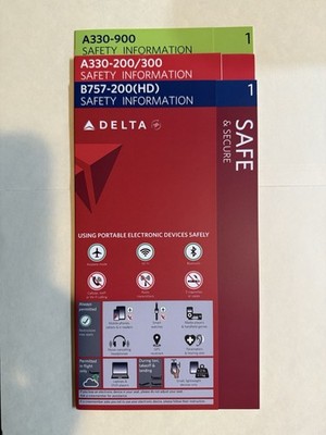 Set Of Delta Airlines Safety Cards B757-200(HD), A330-200/300, A330-900