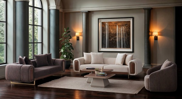Modernes Wohnzimmer-Set Mit 3+3+1 Sitzern Im Eleganten Stil-image