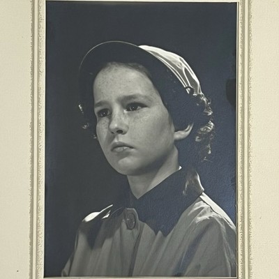 Vintage 1950s Girl Studio Portrait Photo Hat Coat In Folder 5x7 Mid Century