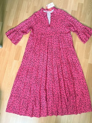 MONDAY AFTERMOON Maxikleid Stufen Gr. ca. 40/42 Pink-Schwarz NEU Made in Italy