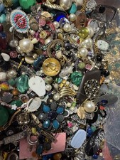 Mystery CRAFT LOT 8 Lbs Broken Damaged Mixed Costume Jewelry Parts Bits Pounds