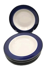 INTERNATIONAL TABLEWORKS #86 (Rimmed 9 1/8" Bowls) 1996 Cobalt Blue 6 Pc