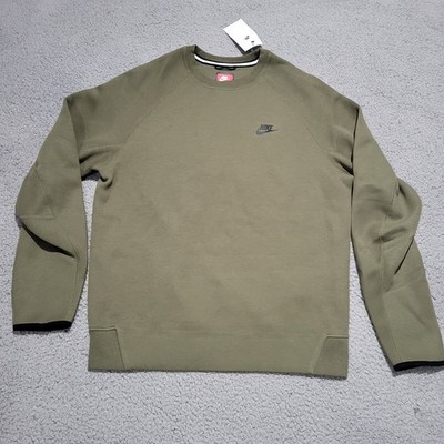 Nike Sportswear Men's Tech Fleece Crew Neck Pullover Olive Grn Medium FB7916-222