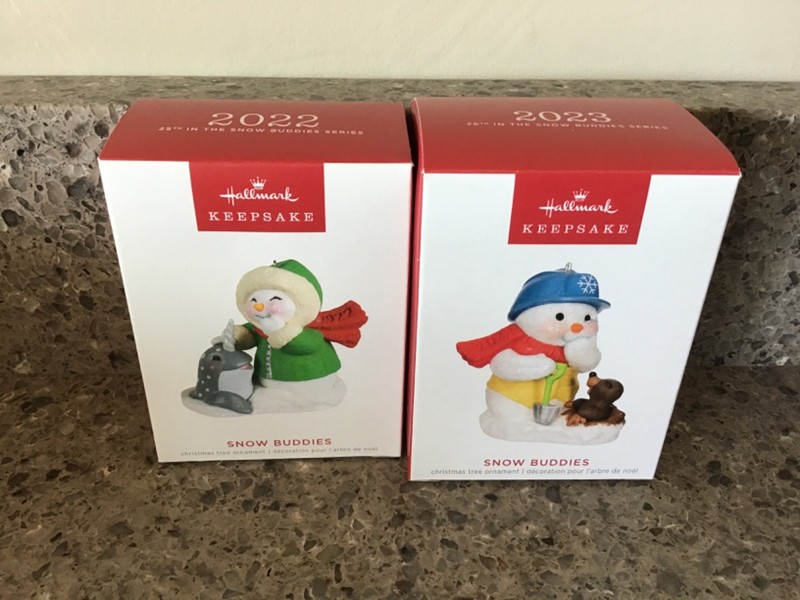 2) NEW 2022 & 2023 Hallmark "SNOW BUDDIES" - #25 & #26 in series-  Ornaments