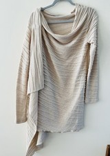 Neirami  Plumo Size 1 ( Oversized) Beige Wrap Cardigan Long Sleeve Cotton Blend