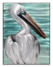 Metal Wall Art - Handcrafted Pelican Birds on 24x16 inch Aluminum Panel Coast...