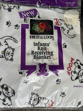 New Vintage 1994 Fruit of the Loom Infants' Knit Receiving Blanket 30"x40"