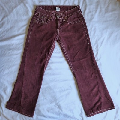Vintage True Religion Joey Big T Flared Red Corduroy Pants Y2K 32x28 USA Made