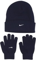 Nike Youth 2 Piece Winter Beanie And Gloves Set One Size Color Black NWT