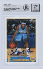 Carmelo Anthony Nuggets Signed 2003-04 Topps Silver Variation BAS 10 Rookie Card