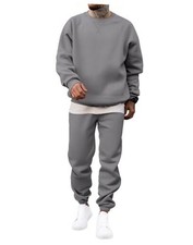 Men's 2 Piece Outfits Crew Neck Sweatshirt Tracksuit  XX-Large Medium Grey