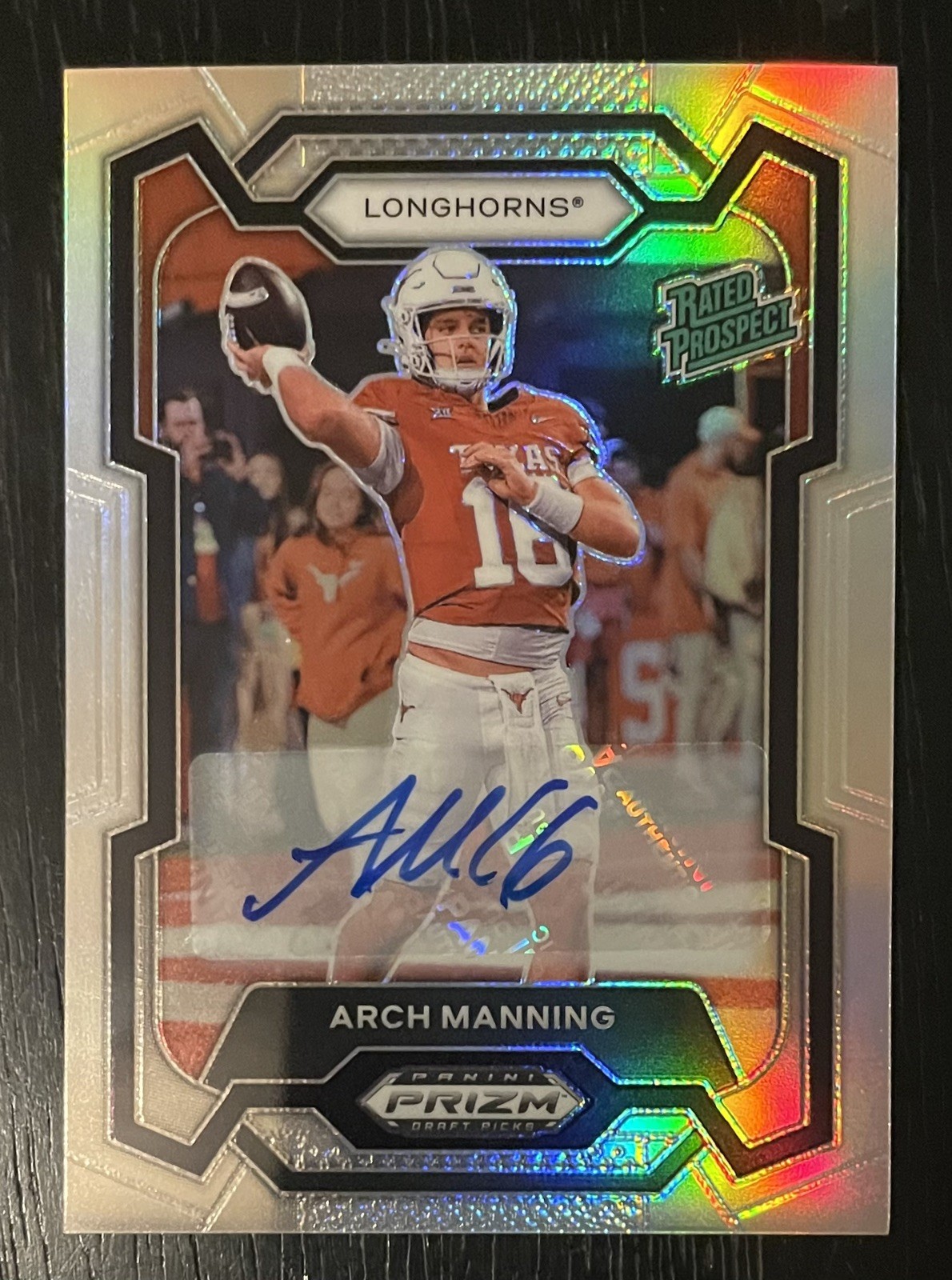 2024 Panini Prizm Draft Picks Rated Prospect Arch Manning Silver Auto 192 Texas