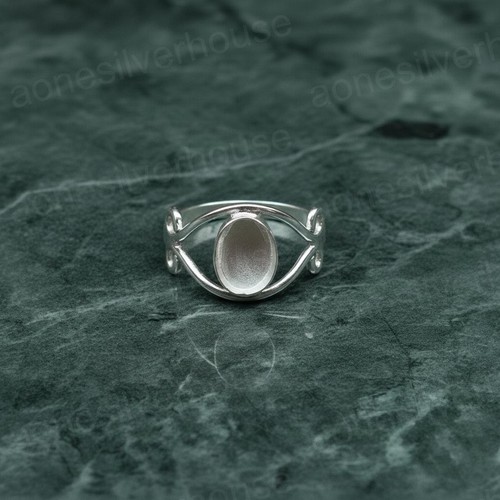 925 Sterling Silver 6x8mm Oval Bezel Blank Ring Resin Breastmilk New Jewelry DIY