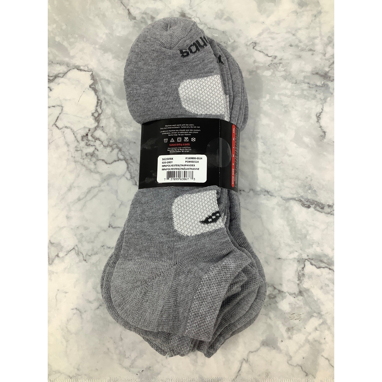 Saucony Mens XL 6-Pack RunDry Mesh Comfort Fit Performance No-Show Socks OS25-13 thumbnail 4