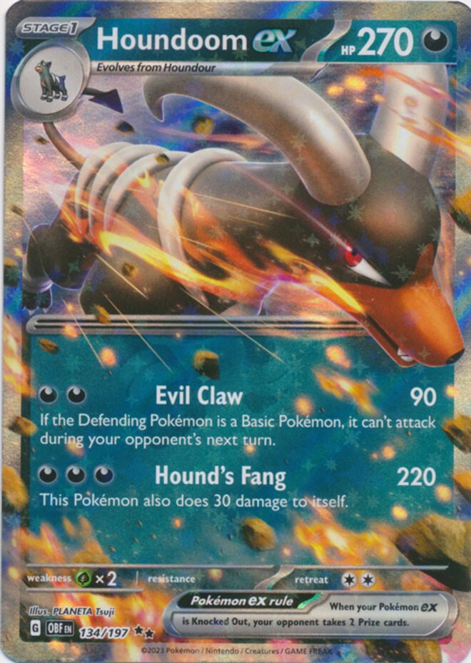 Houndoom ex - 134/197 - Double Rare NM, English Pokemon Obsidian Flames