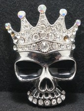 WK27129 VERY COOL VINTAGE 1990s   SKULL W/ CROWN   MENS FASHION BELT BUCKLE