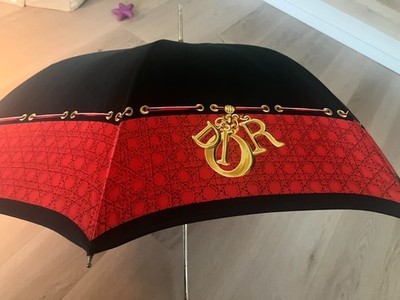 Vintage Christian Dior Regenschirm | Rarität | CD Cannage Muster Rot-Schwarz