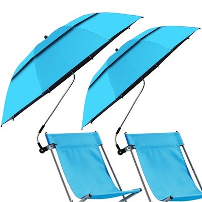 Doppel Baldachin Strandschirm mit Universalklemme, 360° verstellbar, UPF blau 