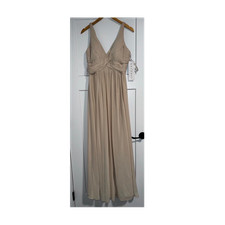 Bill Levkoff 730 Chiffon Champagne Sleeveless Bridesmaid Dress Size 10