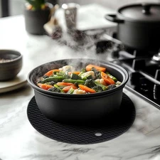 2-Pack 7 In Silicone Trivet Mat Set – Heat Resistant Non-Slip Pads - Black