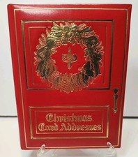 Vintage Red Gold Christmas Card List Address Book Made in USA 7” x 5.5” Holiday