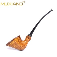 Pipa de tabaco MUXIANG lisa a mano alzada brezo madera burl vástago de vulcanita de 3 mm