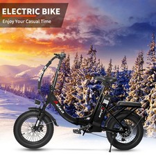Axiniu 16" 500W Electric Folding Bicycle Fat Tire Beach City Ebike e bike