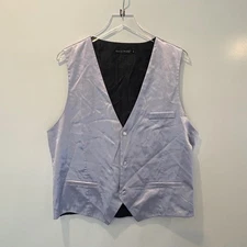 Barry Wang Men's Size M Formal Vest Silver Silk Lined Formal Occasion