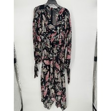 Nasty Gal Paisley Midaxi Dress Womens Size 6 Black NEW Folk Keyhole Tie Cuff