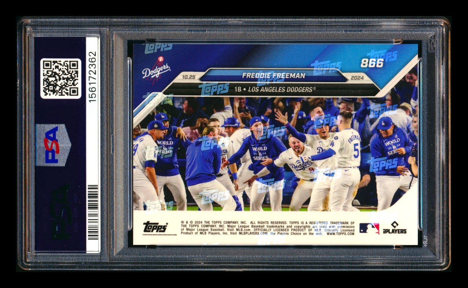 2024 TOPPS NOW 866 FREDDIE FREEMAN 1ST EVER WORLD SERIES WALK-OFF DODGERS PSA 10 view 2
