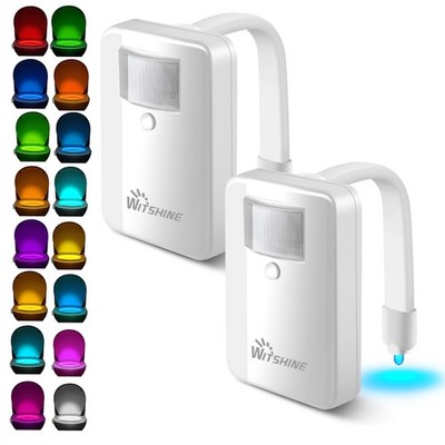 Toilet Night Light 2 Pack - 16 Color Changing Motion Sensor Activated LED Bow...