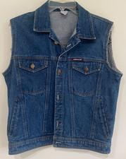 Jordache Vintage Trucker Jean Jacket VEST Cut-off Medium Denim Blue Tag Size 2 