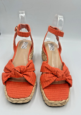Beach by Matisse Espadrille Wedge Sandals Red Ankle Strap Women s 8M New