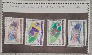 4 RWANDA USED STAMP SET - OUTER SPACE STAMPSNO DUPLICATES - FREE SHIPPING