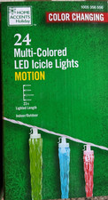 Home Accents 24 Ct Color Motion Multicolor Deluxe LED Christmas Icicle Lights