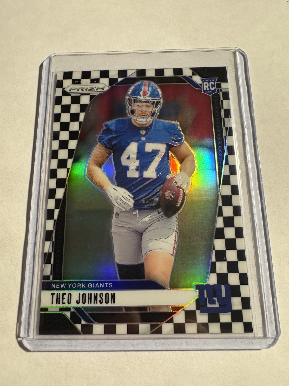 2024 Panini Prizm - Rookies Theo Johnson #390 Black & White Checker Prizm (RC)