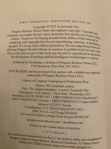 DIE ORIGINAL TOCHTER Jemimah Wei Hardcover DJ Erstausgabe (Doppeltag 2025) - Bild 6 von 6