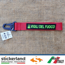 Portachiavi personalizzato VIGILI DEL FUOCO base rosso e ricamo giallo fluo