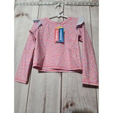 RuffleButts Girls Pink Floral Long Sleeve Rash Guard Swim Top UPF 50 Size 5 NWT