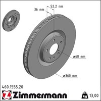 Zimmermann 460.1555.20 Bremsscheibe FüR Porsche Macan 95B