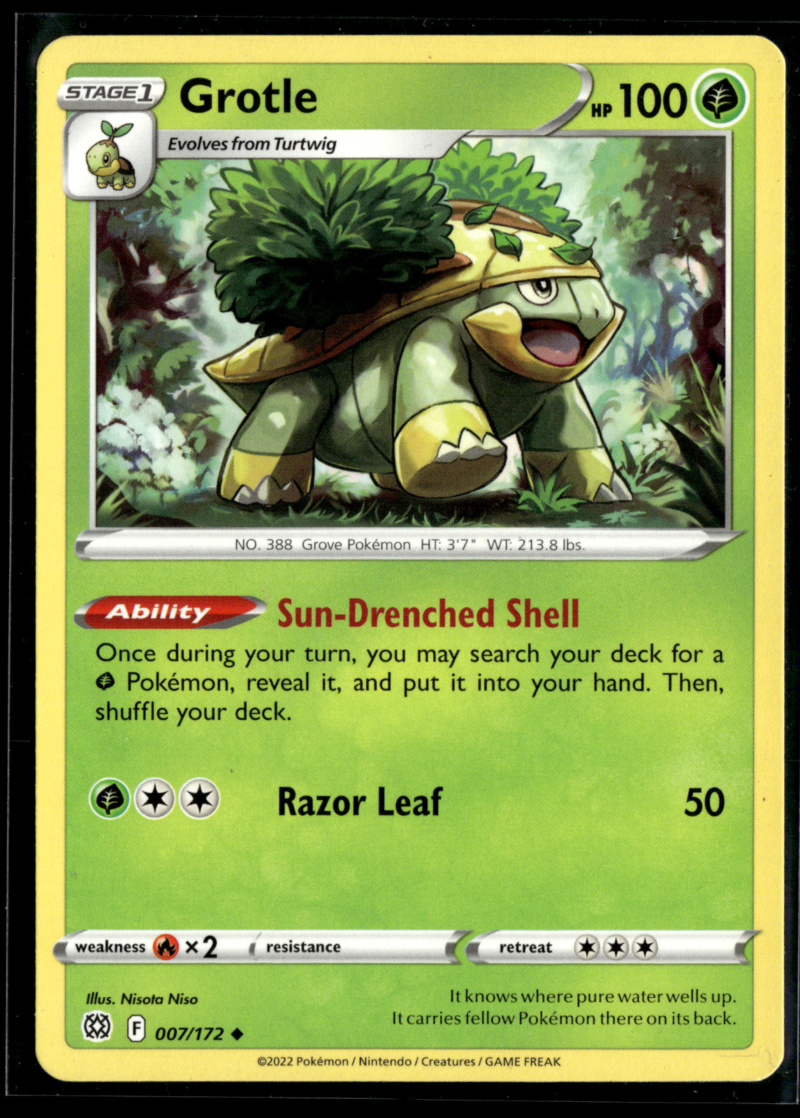 Grotle #007/172 Pokemon Sword & Shield Brilliant Stars - NM - Uncommon