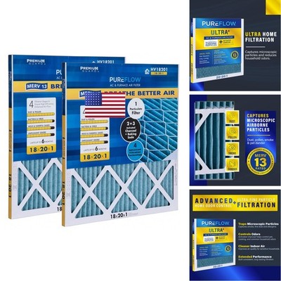 Premium Guard PUREFLOW Odor Control Home Air Filter MERV 13, 18x20x1 Furnace