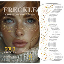 8 Pcs Gold Temporary Glitter Freckles Face Tattoo for Birthday and Party