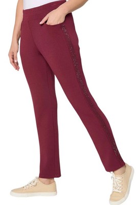 Belle by Kim Gravel Women's ScubaLuxe Sparkle Pants Zinfandel