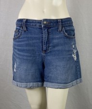 Universal Thread Cuffed Blue Denim Distressed Shorts, Women's Size 12/31
