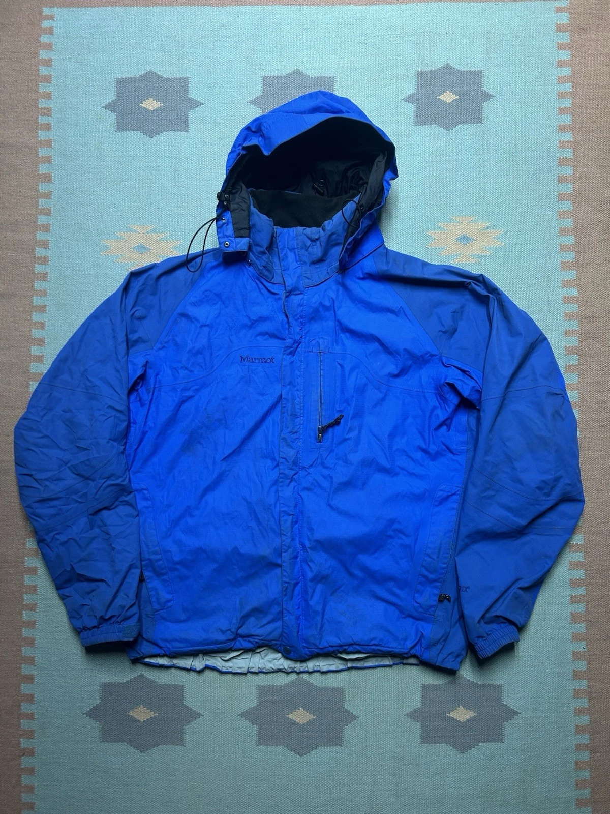 Vintage Marmot Gore Tex jacket parka hooded shell ski snow blue men’s XXL