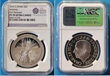 2025 UK S2£ BRITANNIA 1oz SILVER PROOF NGC PF70 UC FIRST RELEASES RM LABEL