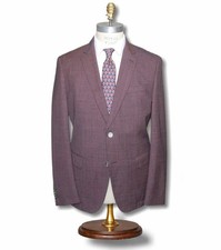 HUGO BOSS Men's 44R H-Hutson-231 Slim Fit Red Black Woven Blazer Jacket